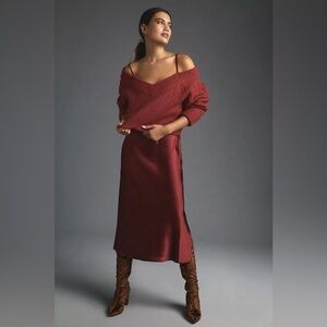 Anthropologie Mare Mare Layered Sweater & Slip Dress Red